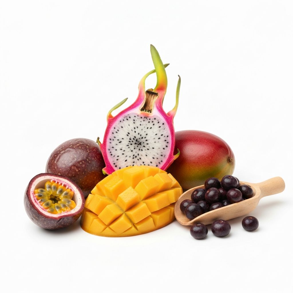 Baies et fruits exotiques colorés